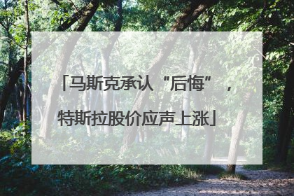 马斯克承认“后悔”，特斯拉股价应声上涨