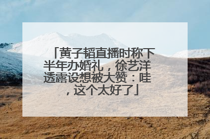 黄子韬直播时称下半年办婚礼，徐艺洋透露设想被大赞：哇，这个太好了