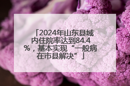 2024年山东县域内住院率达到84.4%，基本实现“一般病在市县解决”