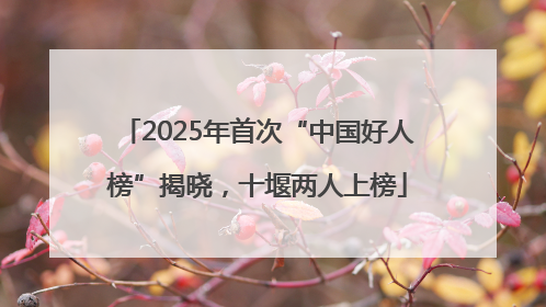 2025年首次“中国好人榜”揭晓，十堰两人上榜