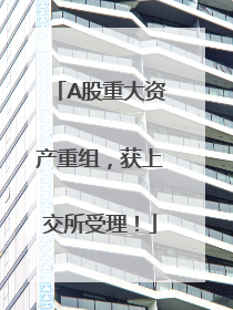 A股重大资产重组，获上交所受理！